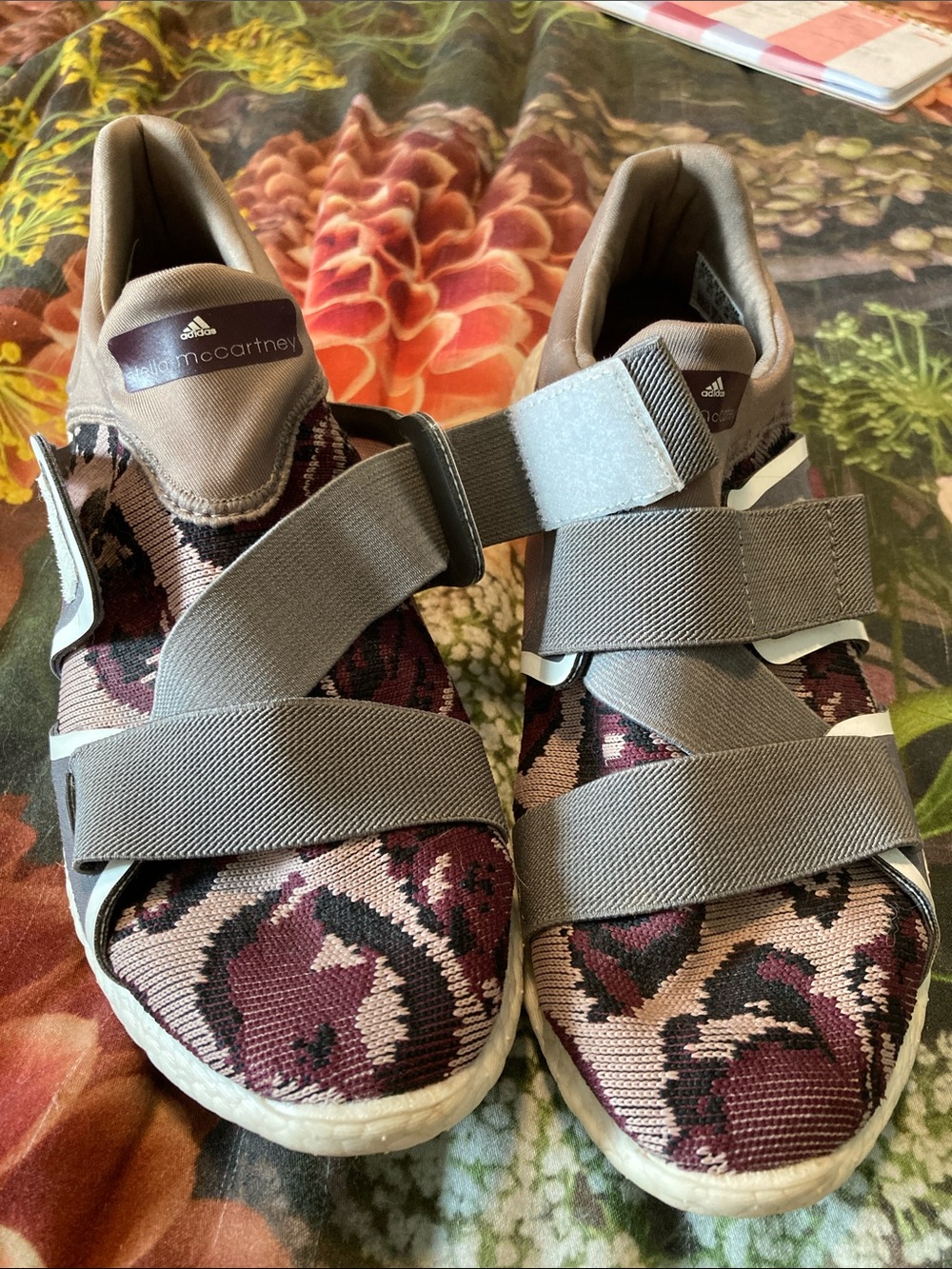Adidas by Stella McCartney Burgundy, Pink & Gray Slip-On Velcro Sneakers